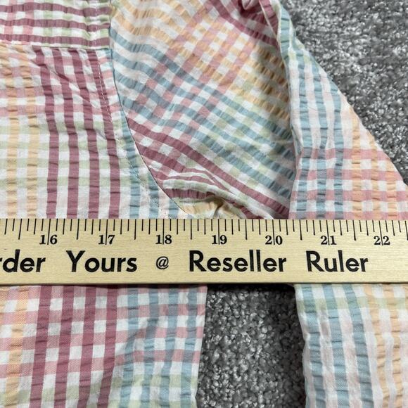 LL Bean Seersucker Shirt Womens Small Petite Pastel Button Cotton Vacationland - Picture 9 of 11